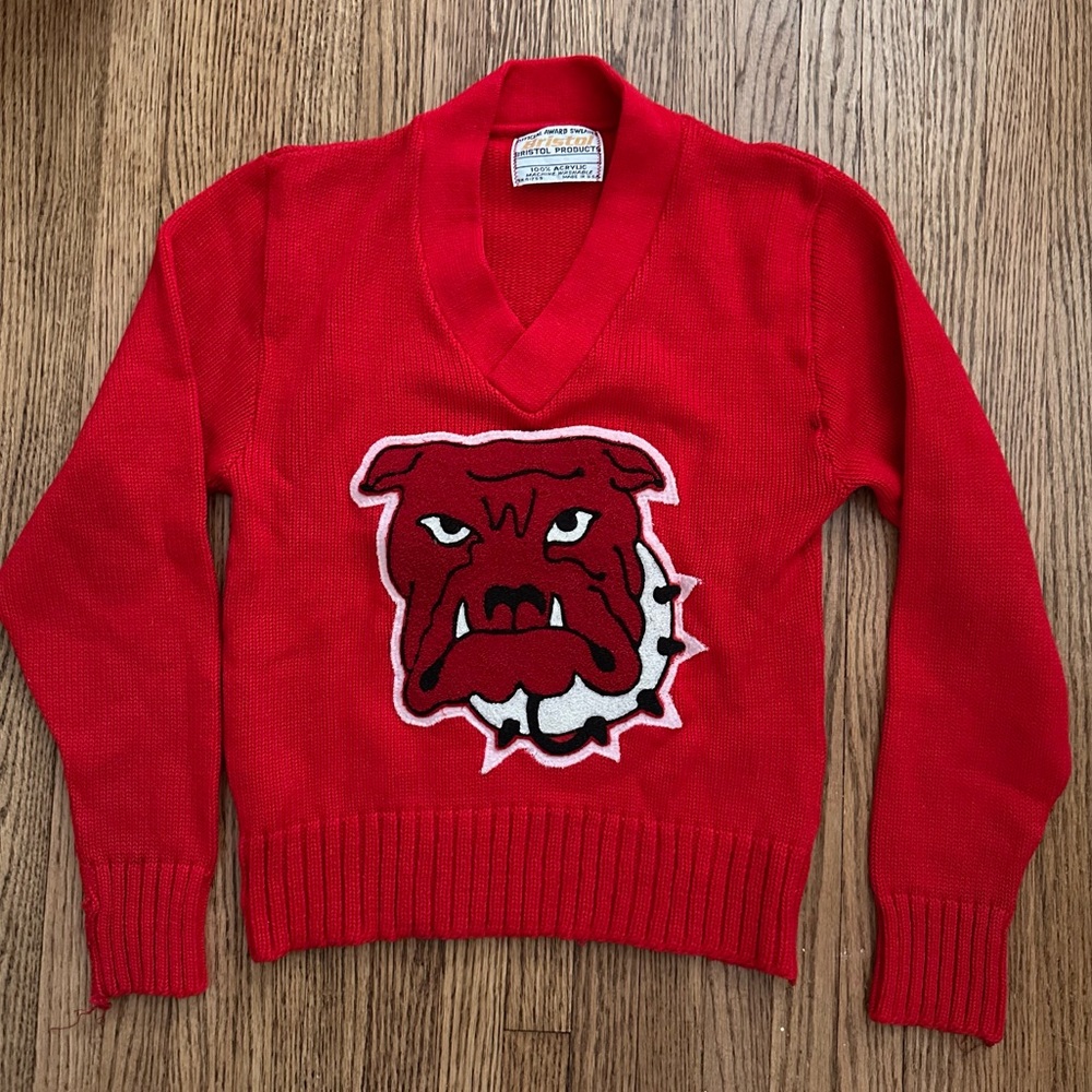 Vintage Red Bulldog Sweater Women’s Cheerleader XS